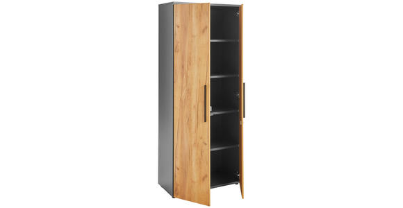 AKTENSCHRANK 80/197/40 cm  - Eichefarben/Graphitfarben, MODERN, Holzwerkstoff (80/197/40cm) - Novel