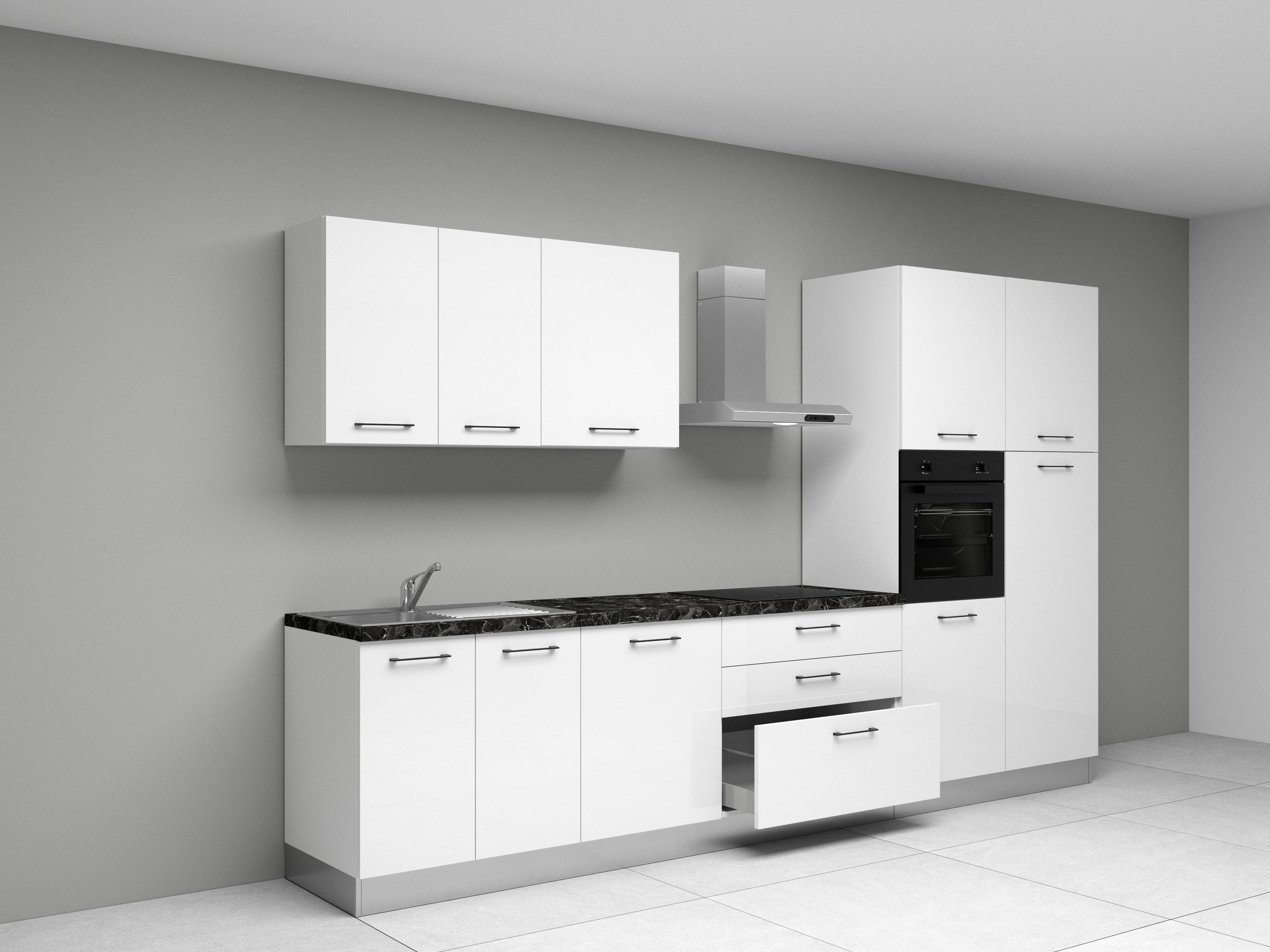 KUHINJSKI BLOK - magnolija/temno siva, Moderno, kovina/umetna masa (350/216/60cm) - Italstyle