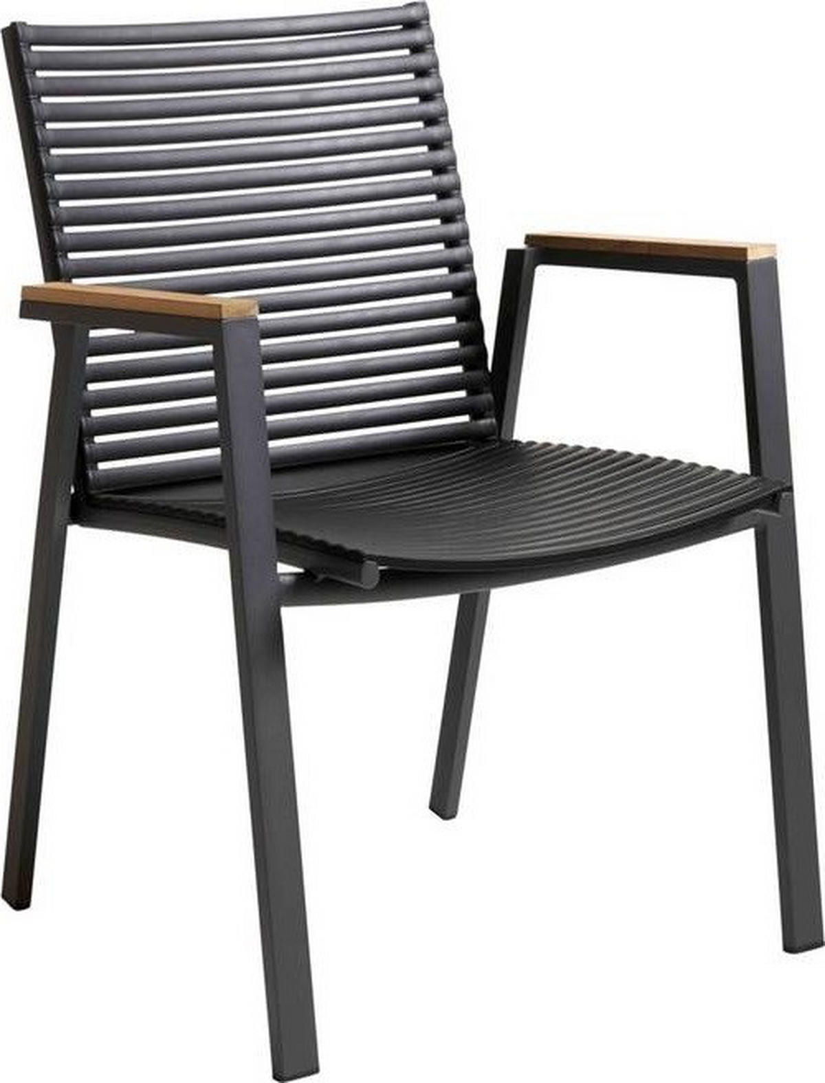 STAPELSTUHL Schwarz  - Anthrazit/Schwarz, KONVENTIONELL, Holz/Kunststoff (56,5/84/62cm) - Ambia Garden