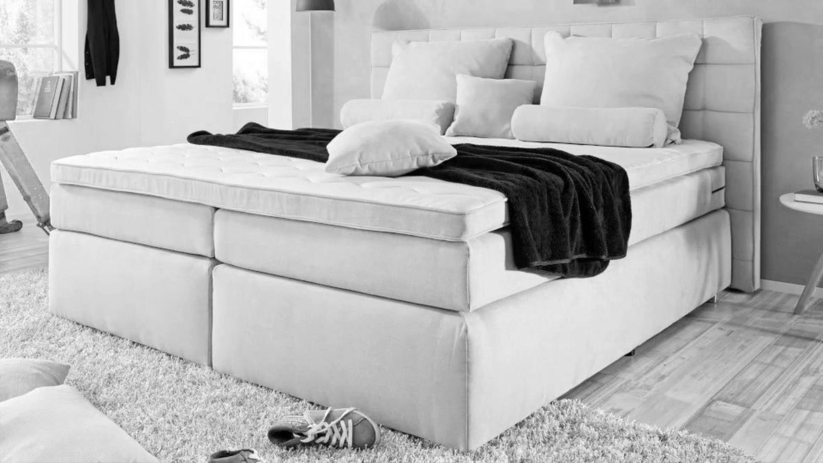 BOXSPRING-ÁGY 180/200 cm  szürke  - ezüst/fekete, Modern, faalapú anyag/textil (180/200cm) - Hom`in