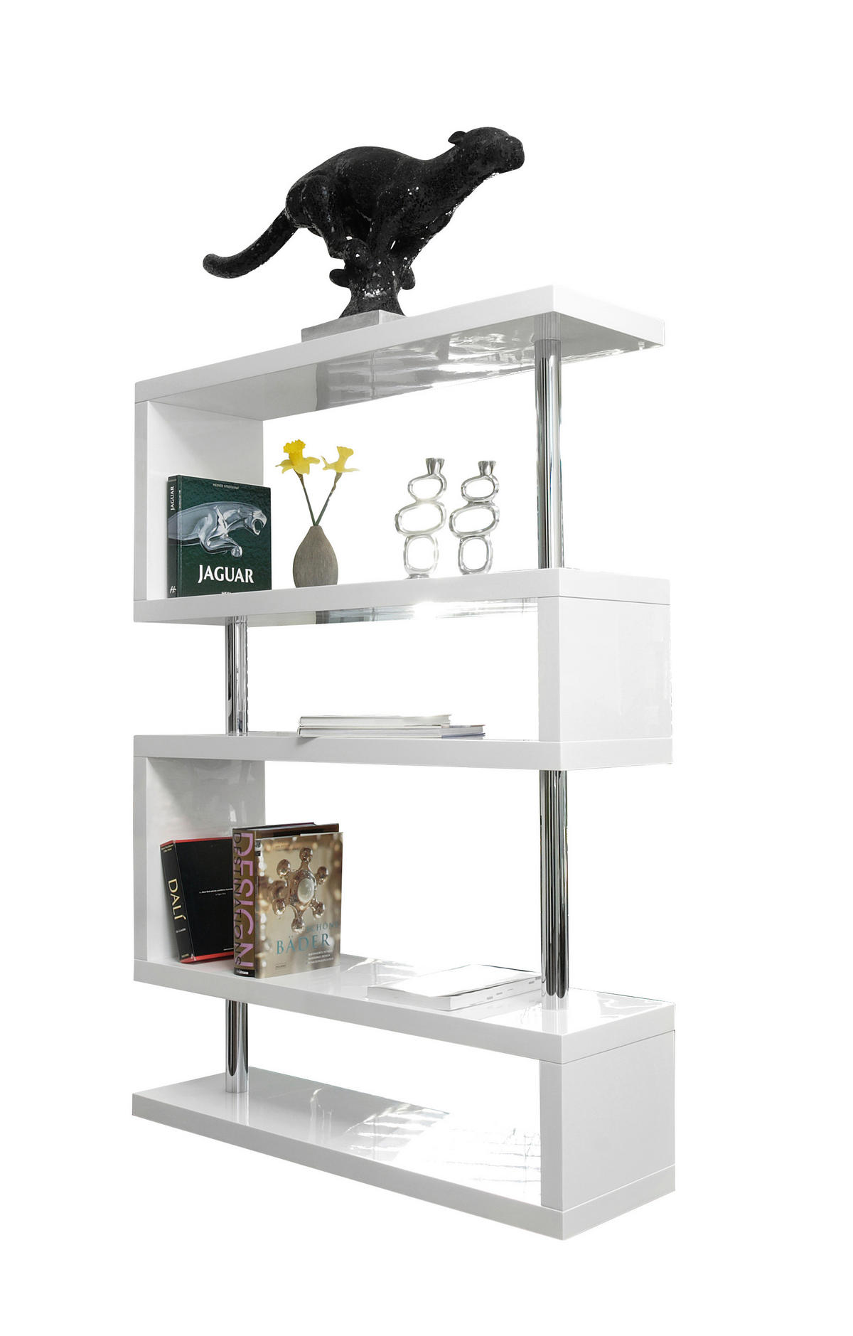 RAUMTEILER - Weiß Hochglanz, Design, Holzwerkstoff/Metall (120/165/35cm) - Livetastic