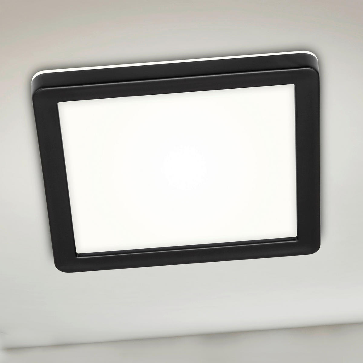 AUßENDECKENLEUCHTE   - Schwarz, Design, Kunststoff (19/19/2,8cm)