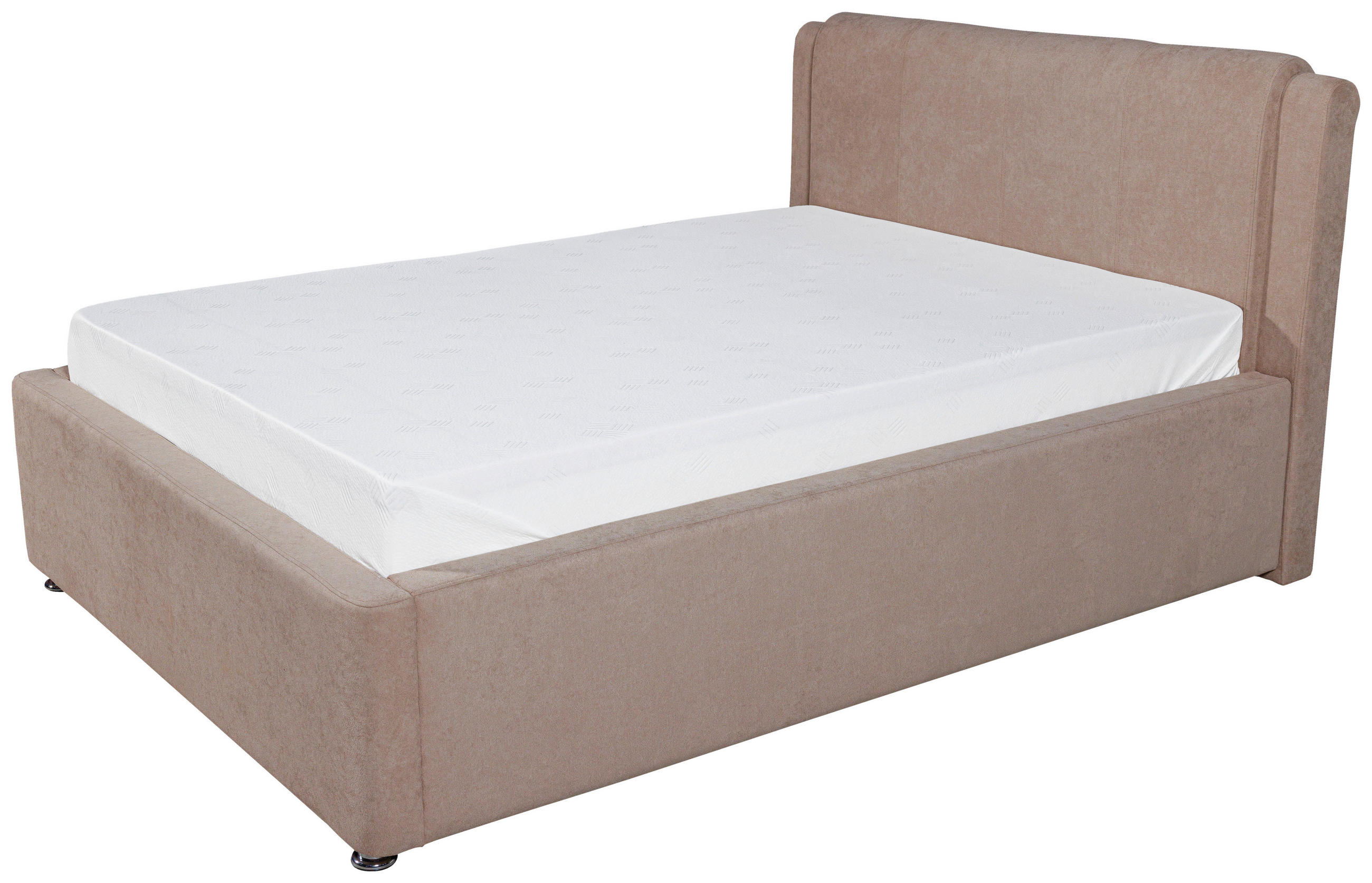 PAT TAPIȚAT 160/200 cm  in bej  - bej/culoare crom, Basics, metal/material pe bază de lemn (160/200cm) - Ti'me