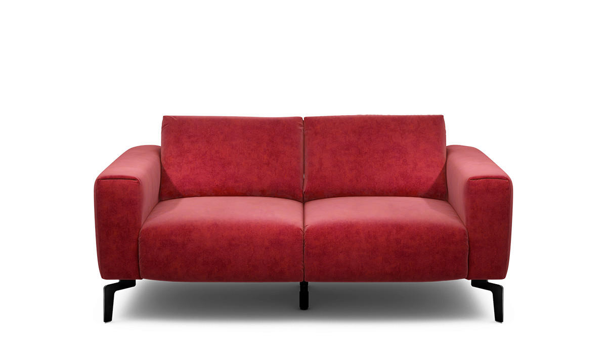 2-SITZER-SOFA in Samt Rot  - Rot/Schwarz, Design, Textil/Metall (180/86/86-94cm) - SENSOO