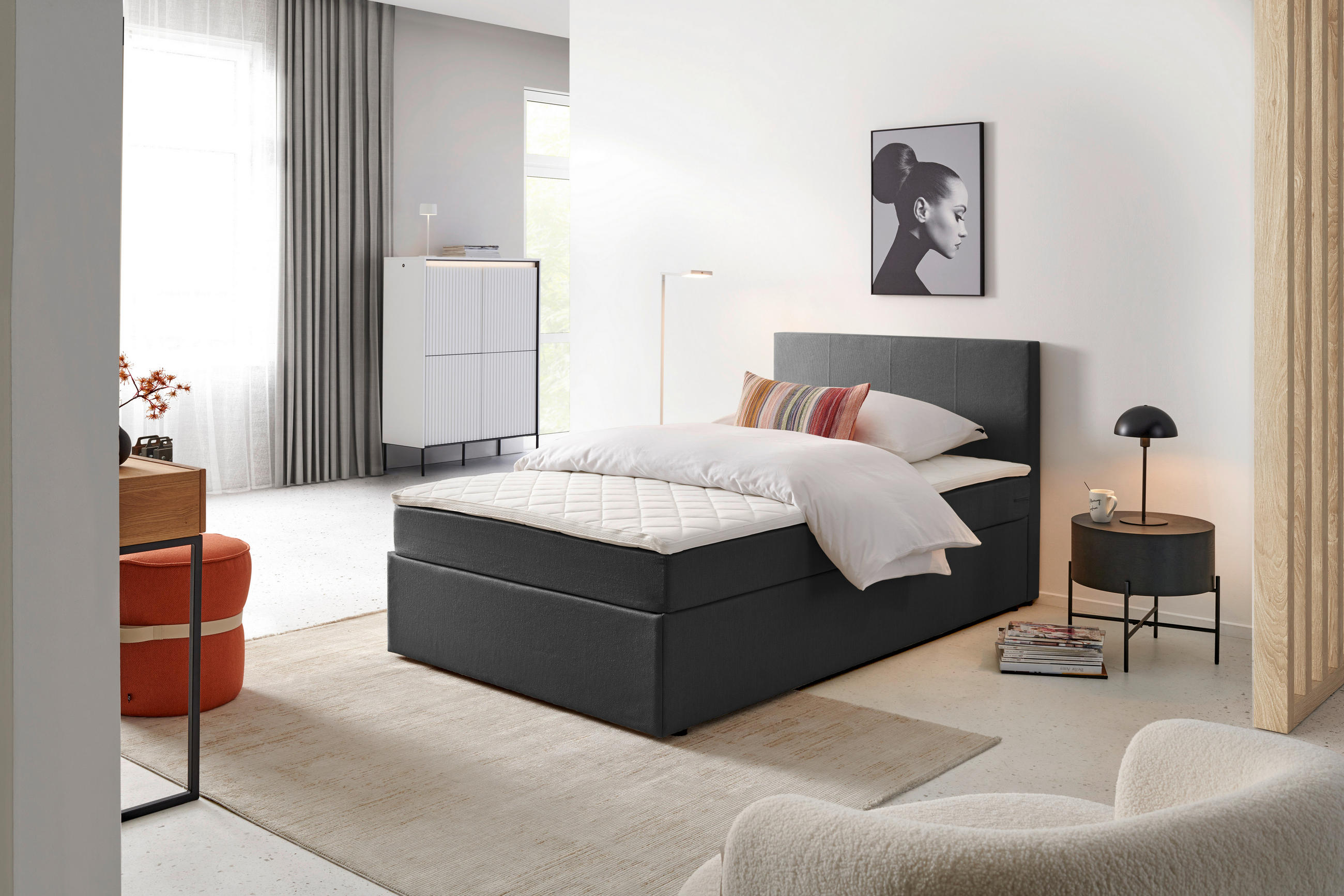 P & B Boxbett Grau 120x200 cm