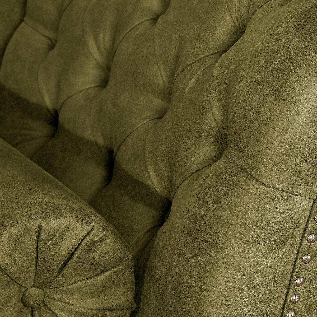 RÉCAMIERE Pako in Lederlook Olivgrün  - Braun/Olivgrün, Design, Holz/Textil (185/93/75cm) - Livetastic