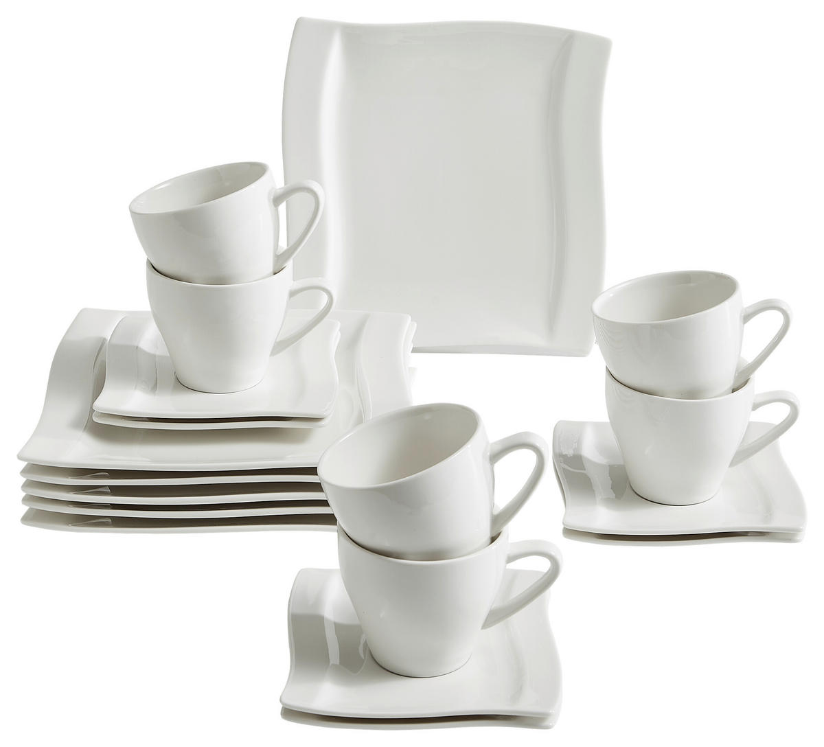 KAFFEESERVICE Swing 18-teilig  - Weiss, Basics, Keramik - Novel