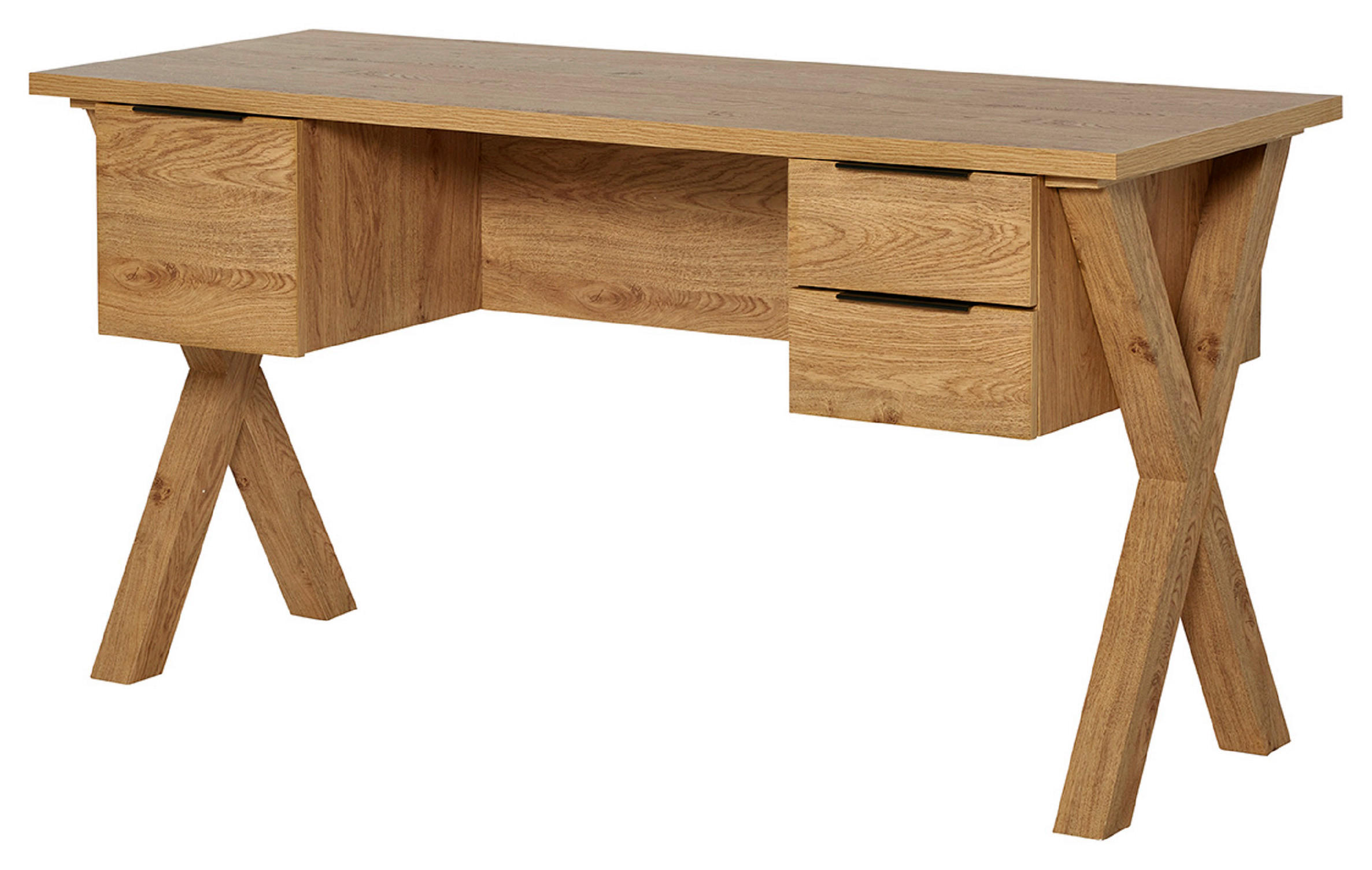 SCHREIBTISCH 146/59/76 cm  in Eichefarben  - Eichefarben/Anthrazit, Modern, Holzwerkstoff/Metall (146/59/76cm) - Livetastic