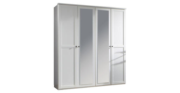 DREHTÜRENSCHRANK in Weiß - Weiß/Braun, KONVENTIONELL, Glas/Holzwerkstoff (180/210/58cm) - Cantus