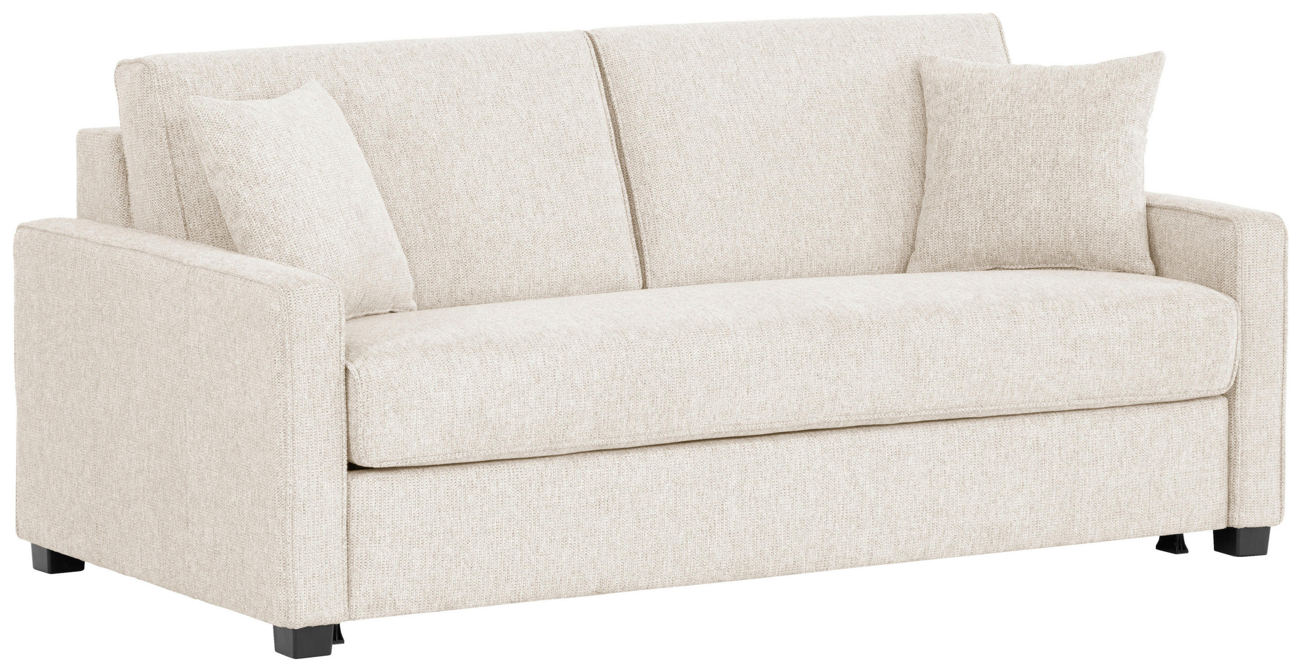 SCHLAFSOFA in Textil Creme  - Creme/Schwarz, Design, Kunststoff/Textil (186/83/100cm) - Livetastic