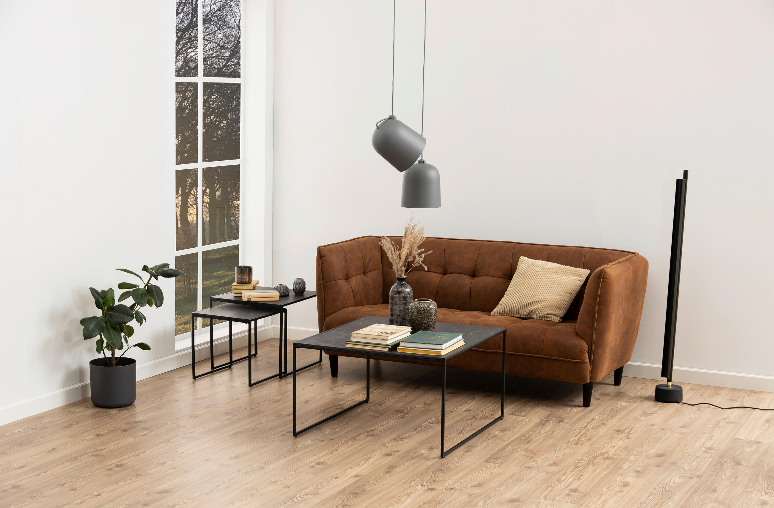 COUCHTISCH in Metall, Holzwerkstoff 80/80/48 cm  - Schwarz, MODERN, Holzwerkstoff/Metall (80/80/48cm) - MID.YOU