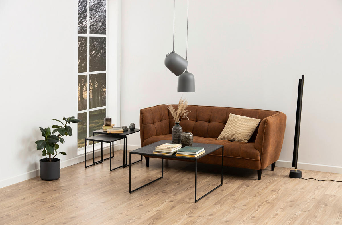 KONFERENČNÍ STOLEK, černá, kov, kompozitní dřevo, 80/80/48 cm - černá, Moderní, kov/kompozitní dřevo (80/80/48cm) - Hom`in