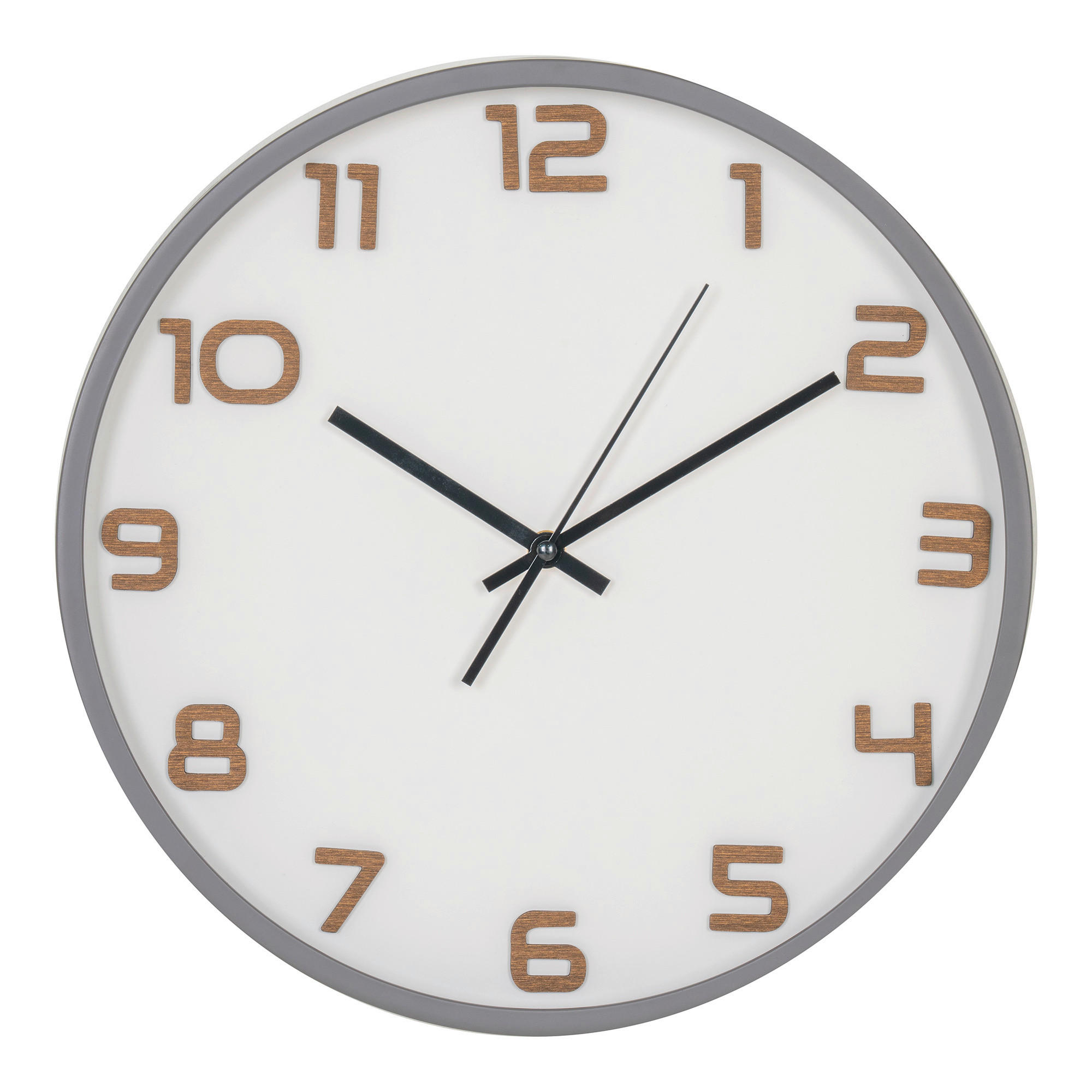 WANDUHR Greenwich Wall Clock Grau, Weiß 35/35/4,5 cm  - Weiß/Grau, Basics, Glas/Kunststoff (35/35/4,5cm)