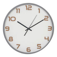 WANDUHR Greenwich Wall Clock Grau, Weiß 35/35/4,5 cm  - Weiß/Grau, Basics, Glas/Kunststoff (35/35/4,5cm)