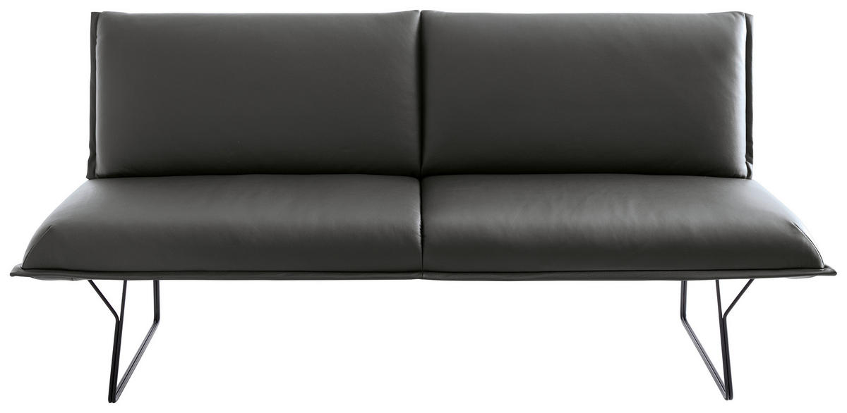 SITZBANK 200/98/72 cm Echtleder Schwarz Metall  - Schwarz, Design, Leder/Metall (200/98/72cm) - Koinor