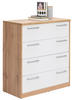 KOMMODE Weiß, Eichefarben  - Eichefarben/Silberfarben, Basics, Kunststoff (72/84/36cm) - Xora