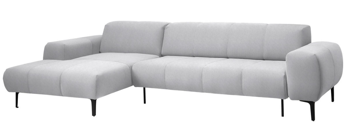 ECKSOFA in Chenille Silberfarben  - Silberfarben/Schwarz, Design, Textil/Metall (167/311cm) - Xora