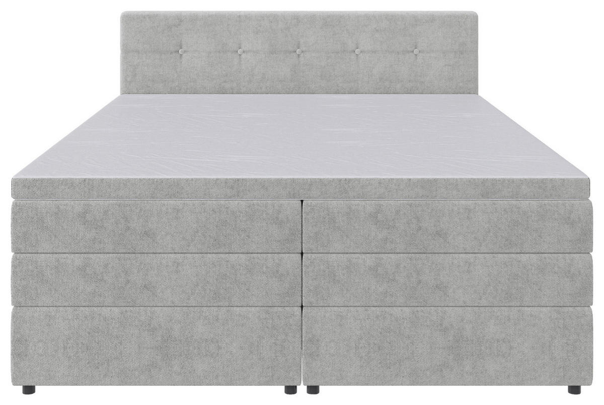 BOXSPRINGBETT 180/200 cm  in Hellgrau  - Hellgrau/Schwarz, Konventionell, Kunststoff/Textil (180/200cm) - Carryhome