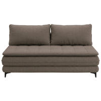 SCHLAFSOFA Chenille Taupe  inkl. Bettkasten, Schlaffunktion, Topper  - Taupe/Schwarz, Design, Textil/Metall (200/95/92cm) - Stylife