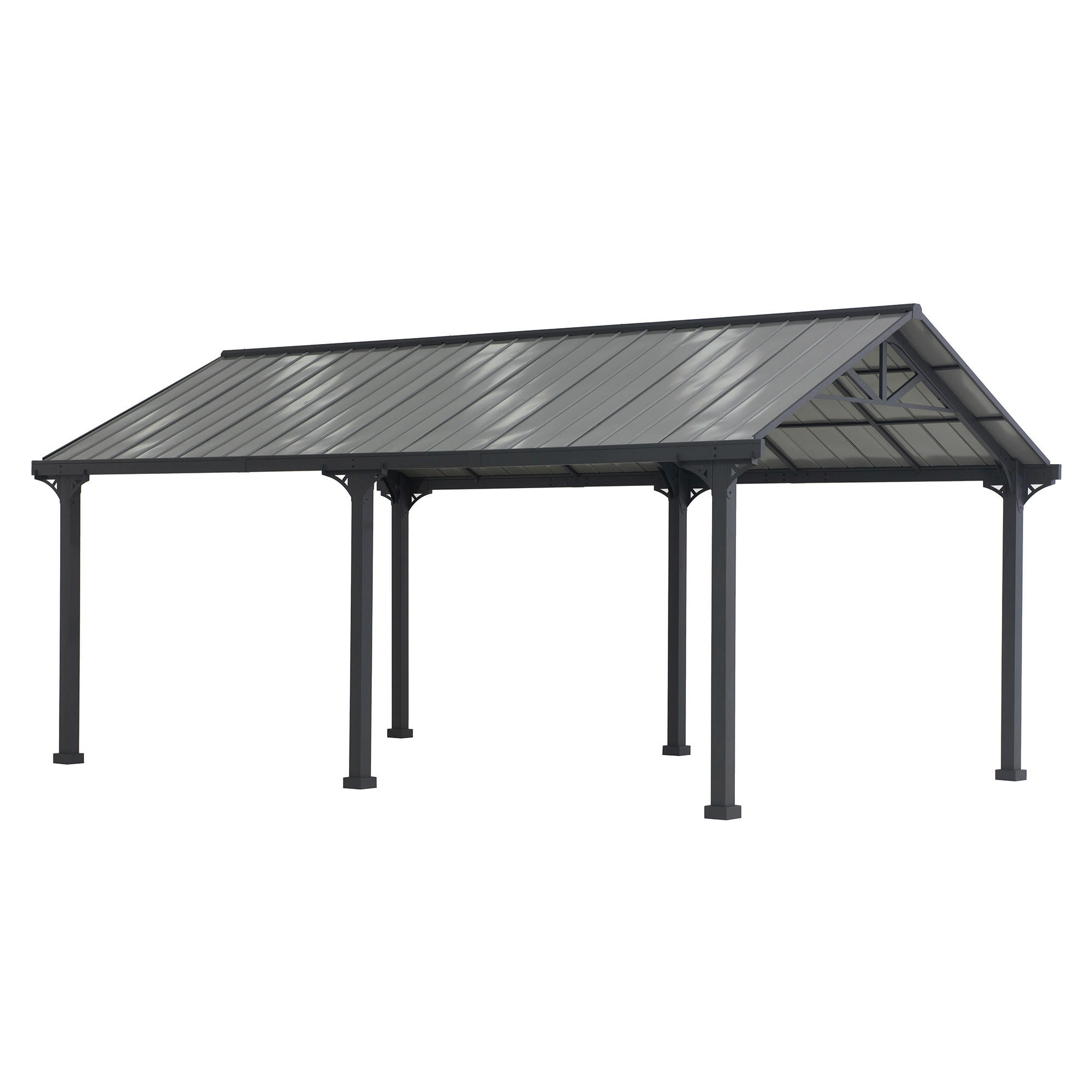 CARPORT 610/301/367,4 cm Stahl  - Dunkelgrau, Basics, Metall (610/301/367,4cm) - Modante