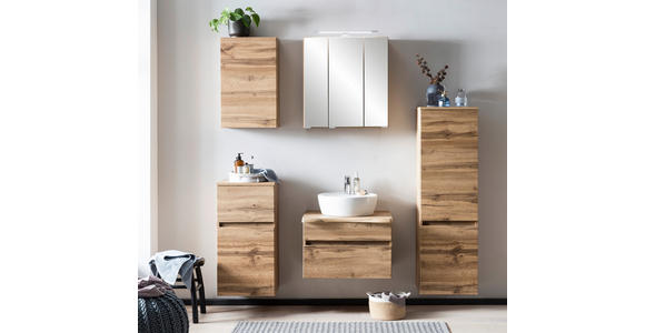 MIDISCHRANK 40/130/35 cm - Eiche Wotan/Silberfarben, Natur, Holzwerkstoff/Kunststoff (40/130/35cm) - Xora