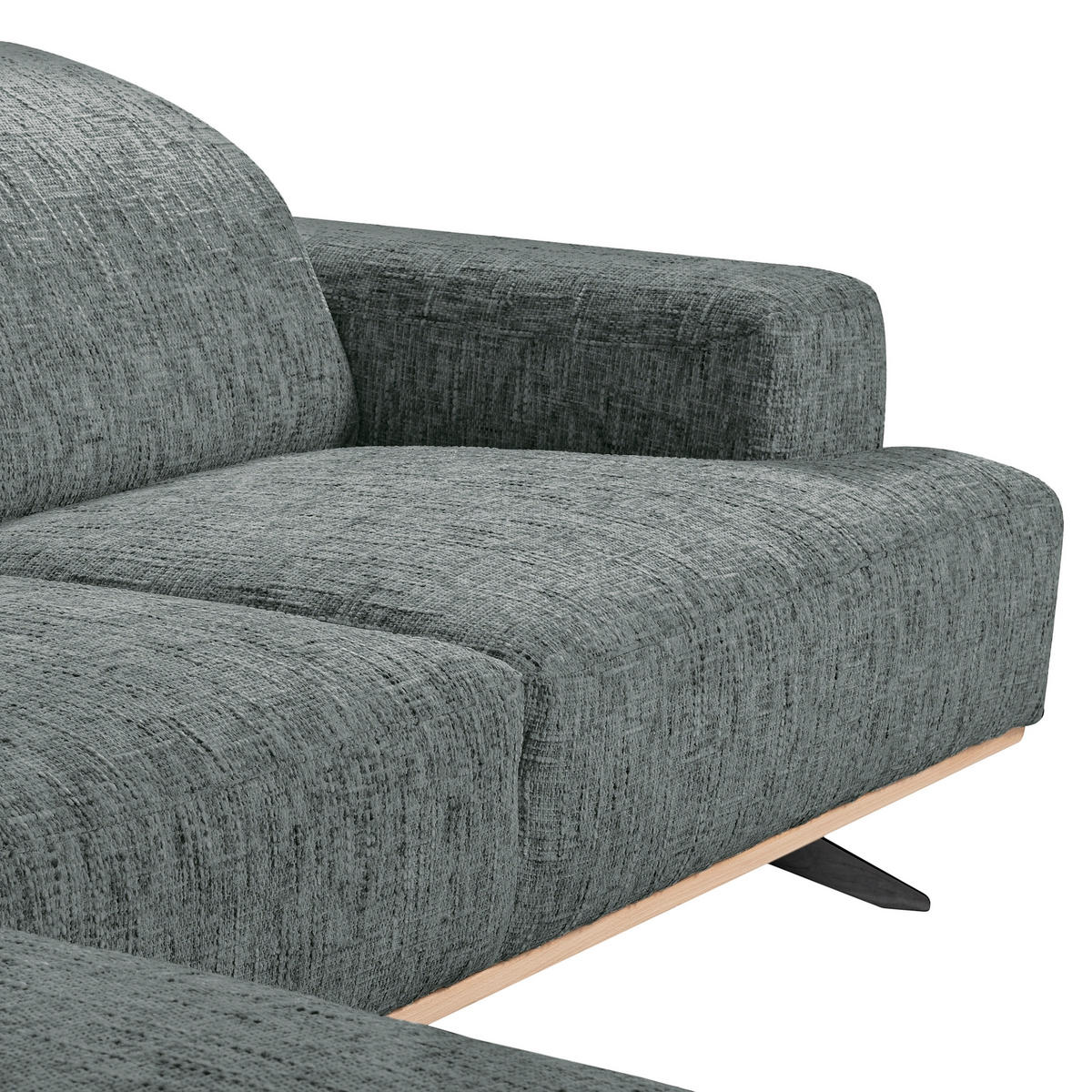 ECKSOFA PORTLAND Anthrazit Struktur Kopfteilverstellung  - Anthrazit/Schwarz, Design, Holz/Textil (187/295cm) - Livetastic