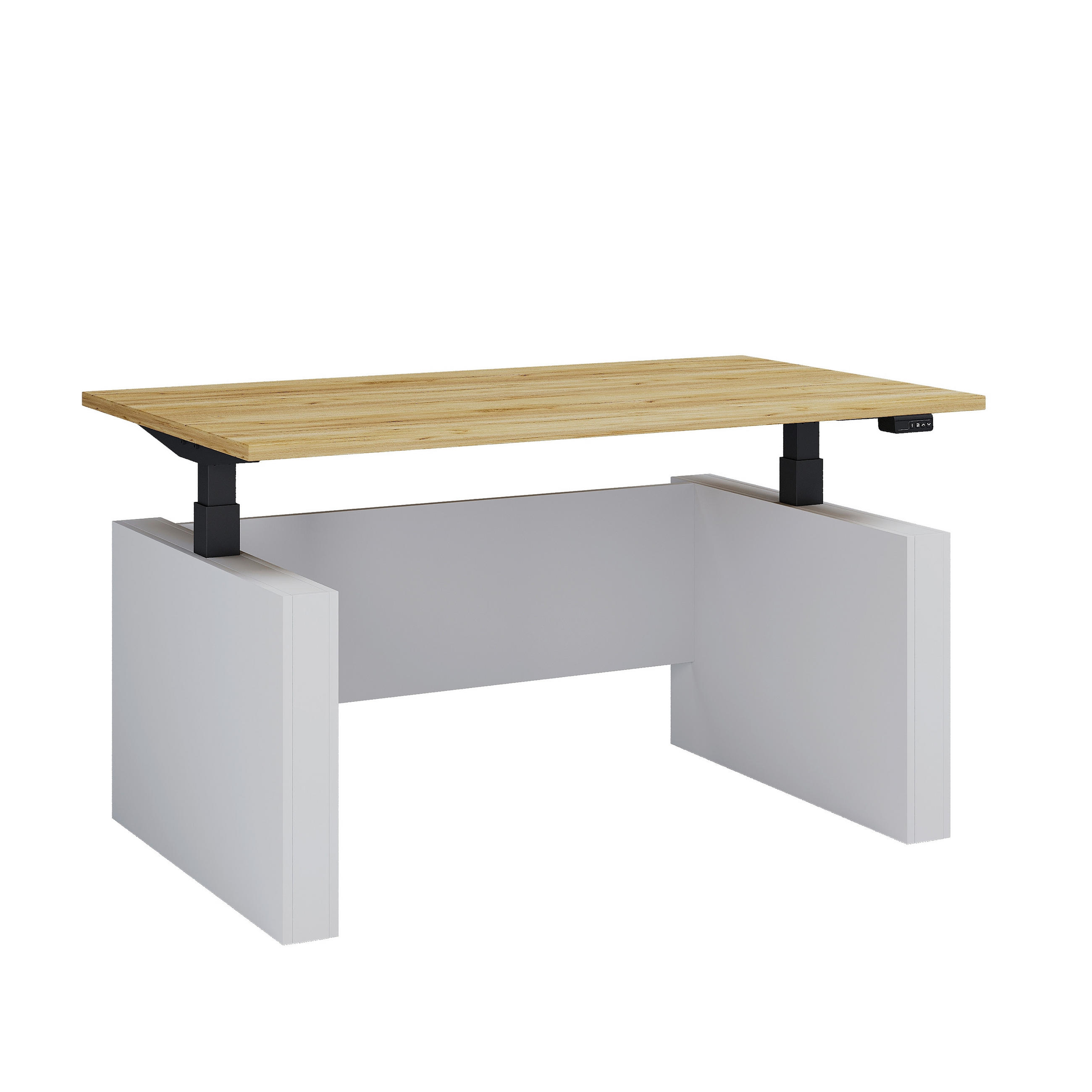 PISALNA MIZA kovina, leseni material črna, bela, medeni hrast  - črna/bela, Konvencionalno, kovina/leseni material (138/80/73-122cm) - MID.YOU
