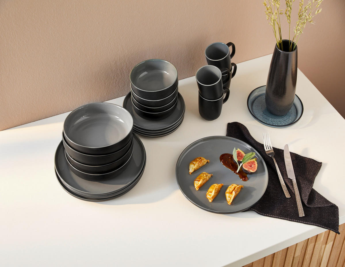 KOMBINOVANÁ SOUPRAVA, 20dílné, porcelán - černá, Basics, keramika - Ritzenhoff Breker