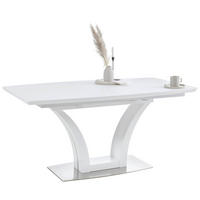 JÍDELNÍ STŮL, bílá, barvy nerez oceli, 160-210/90/76 cm - bílá/barvy nerez oceli, Design, kov/kompozitní dřevo (160-210/90/76cm) - Novel
