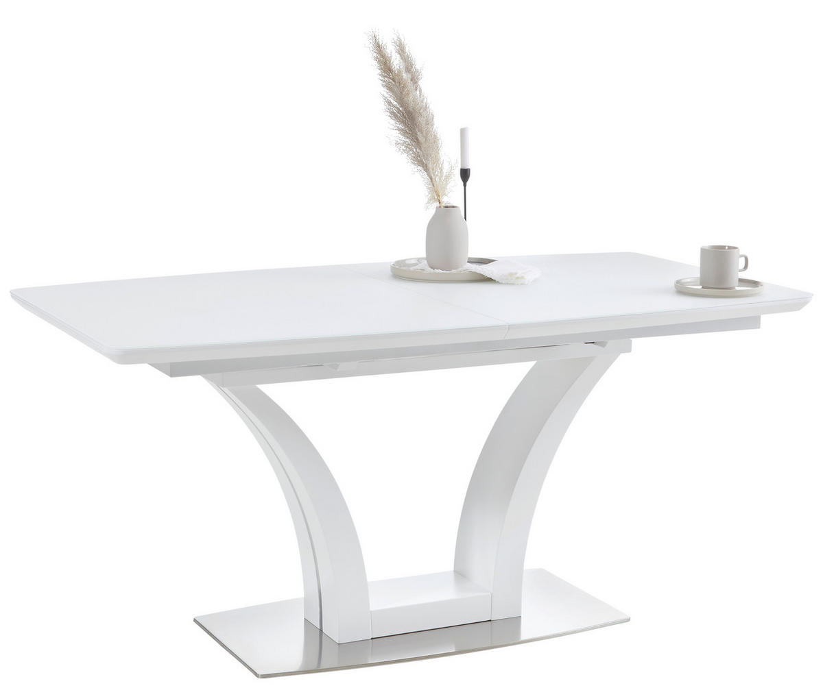 JÍDELNÍ STŮL, bílá, barvy nerez oceli, 160-210/90/76 cm - bílá/barvy nerez oceli, Design, kov/kompozitní dřevo (160-210/90/76cm) - Novel