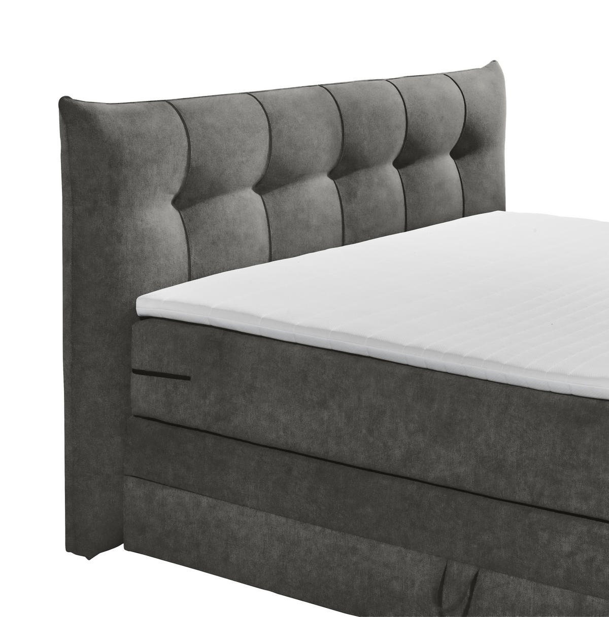 BOXSPRINGBETT 180/200 cm  in Anthrazit  - Anthrazit/Schwarz, Konventionell, Kunststoff/Textil (180/200cm) - Esposa