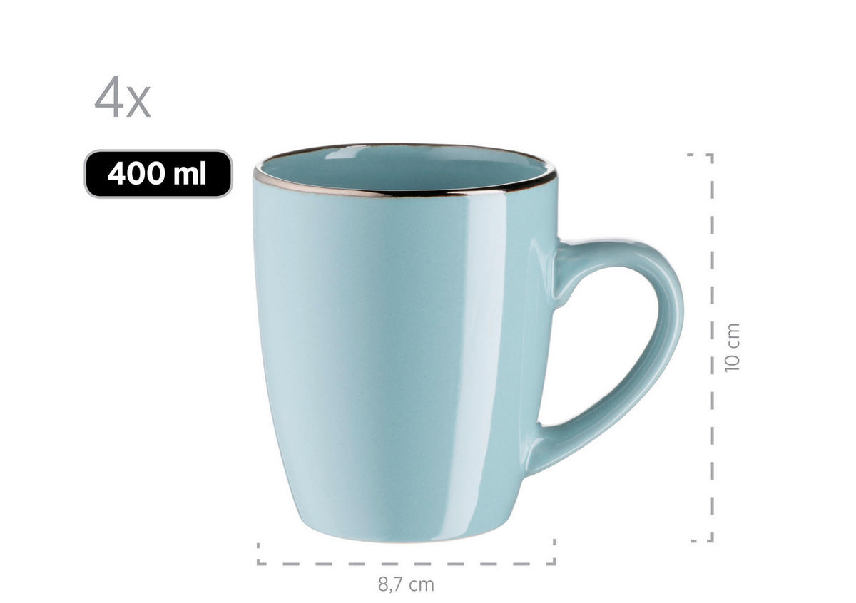 KOMBISERVICE Blau Metallic Rim 16-teilig 4 Personen  - Blau, Basics, Keramik (34/31,5/32cm) - Mäser