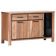 SIDEBOARD  in 135/80/44 cm  - Schwarz/Akaziefarben, LIFESTYLE, Glas/Holz (135/80/44cm) - Landscape