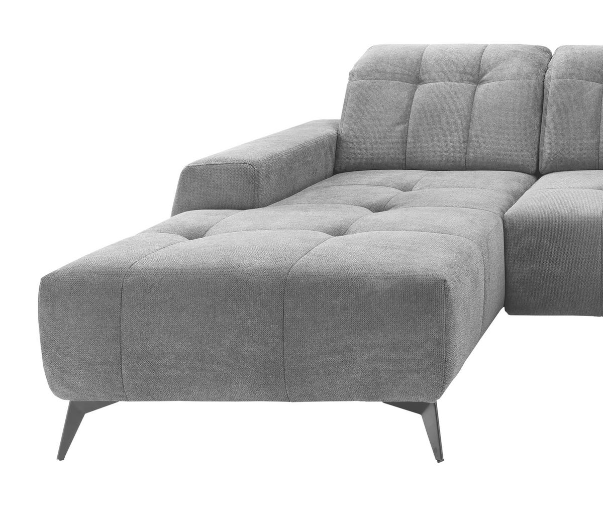 WOHNLANDSCHAFT SANO Silberfarben Chenille  - Silberfarben/Schwarz, MODERN, Textil/Metall (200/337/180cm) - Livetastic
