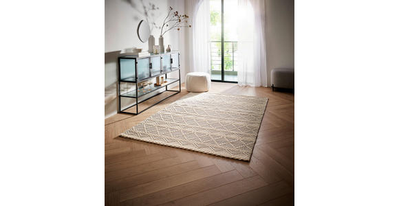 HANDWEBTEPPICH  Wohnzimmer 130/190 cm Fjord Schwarz, Weiß rechteckig  - Schwarz/Weiß, KONVENTIONELL, Textil (130/190cm) - Linea Natura