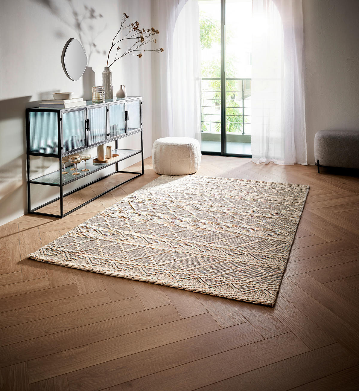 RUČNĚ TKANÝ KOBEREC, 70/130 cm, černá, bílá - bílá/černá, Konvenční, textil (70/130cm) - Linea Natura