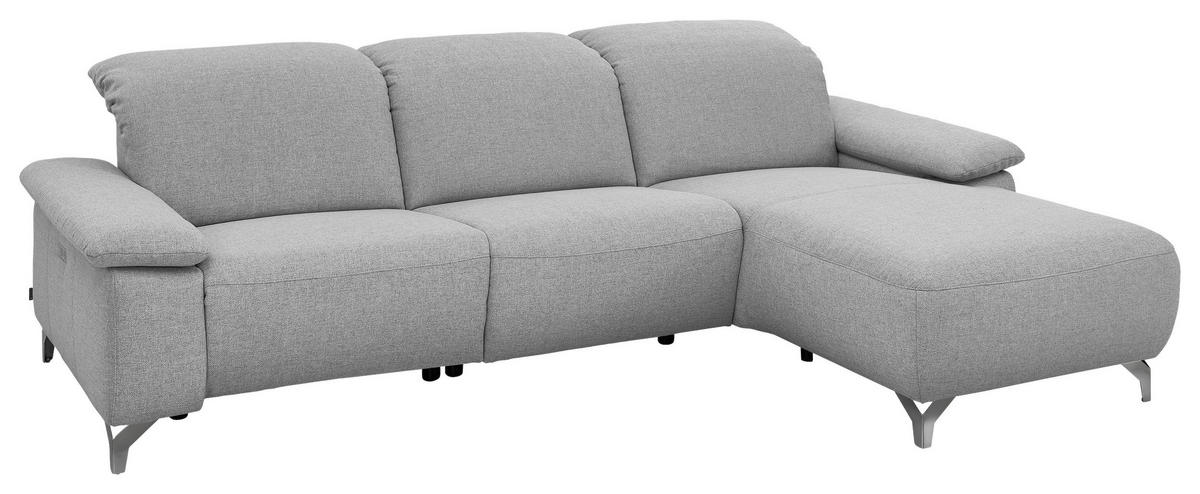 WOHNLANDSCHAFT Hellgrau Flachgewebe  - Chromfarben/Hellgrau, Design, Textil/Metall (280/180cm) - Musterring