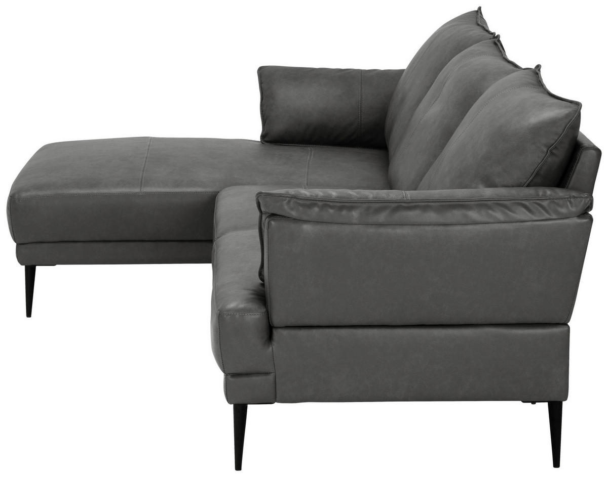 ROHOVÁ SEDAČKA, kůže, šedá - šedá/černá, Design, kov/textil (153/233cm) - Livetastic