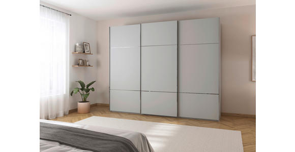 SCHWEBETÜRENSCHRANK 301/223/68 cm 3-türig Grau  - Chromfarben/Grau, KONVENTIONELL, Holzwerkstoff/Metall (301/223/68cm) - Novel