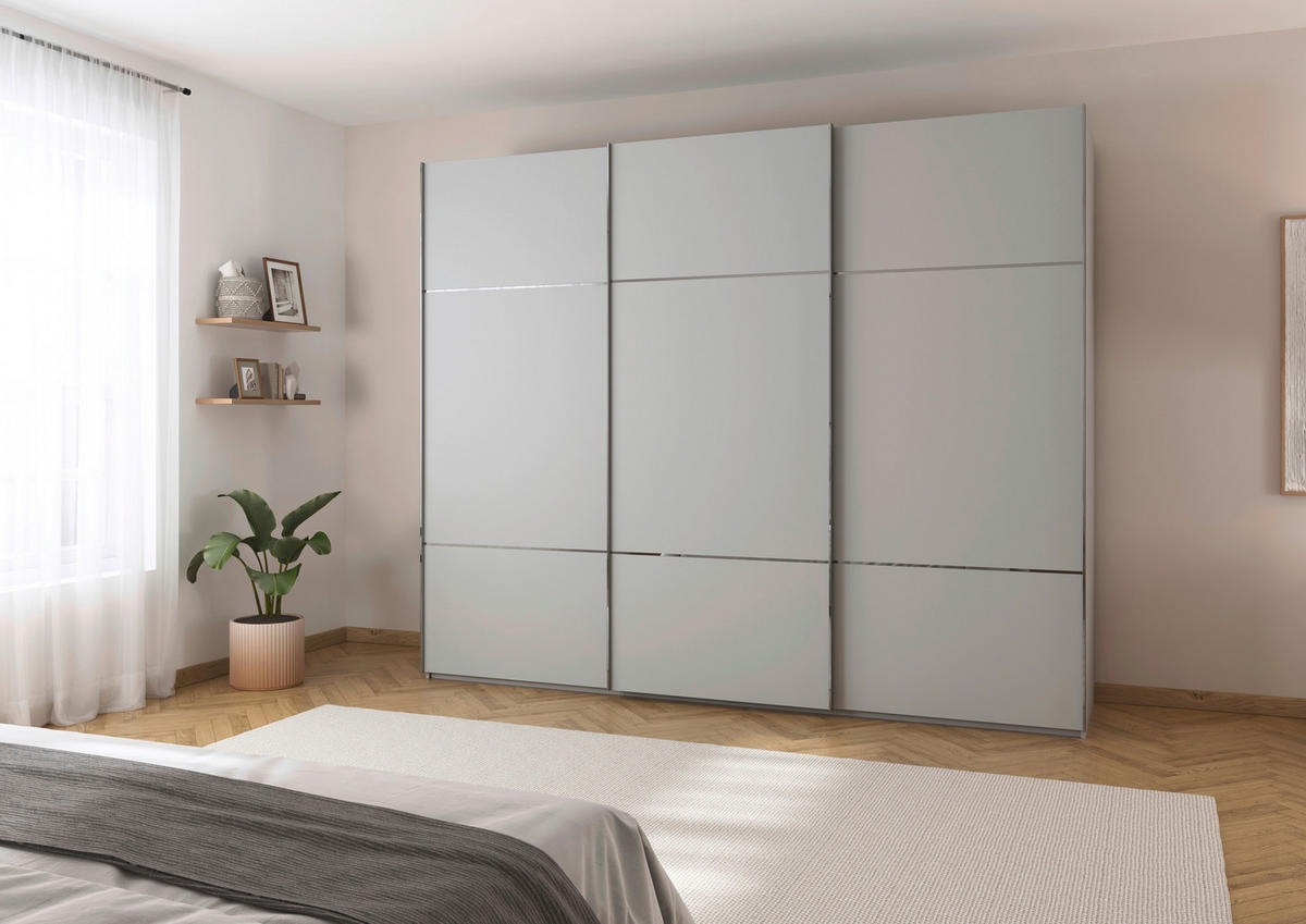 SCHWEBETÜRENSCHRANK in Grau  - Chromfarben/Grau, Konventionell, Holzwerkstoff/Metall (242/223/68cm) - Novel
