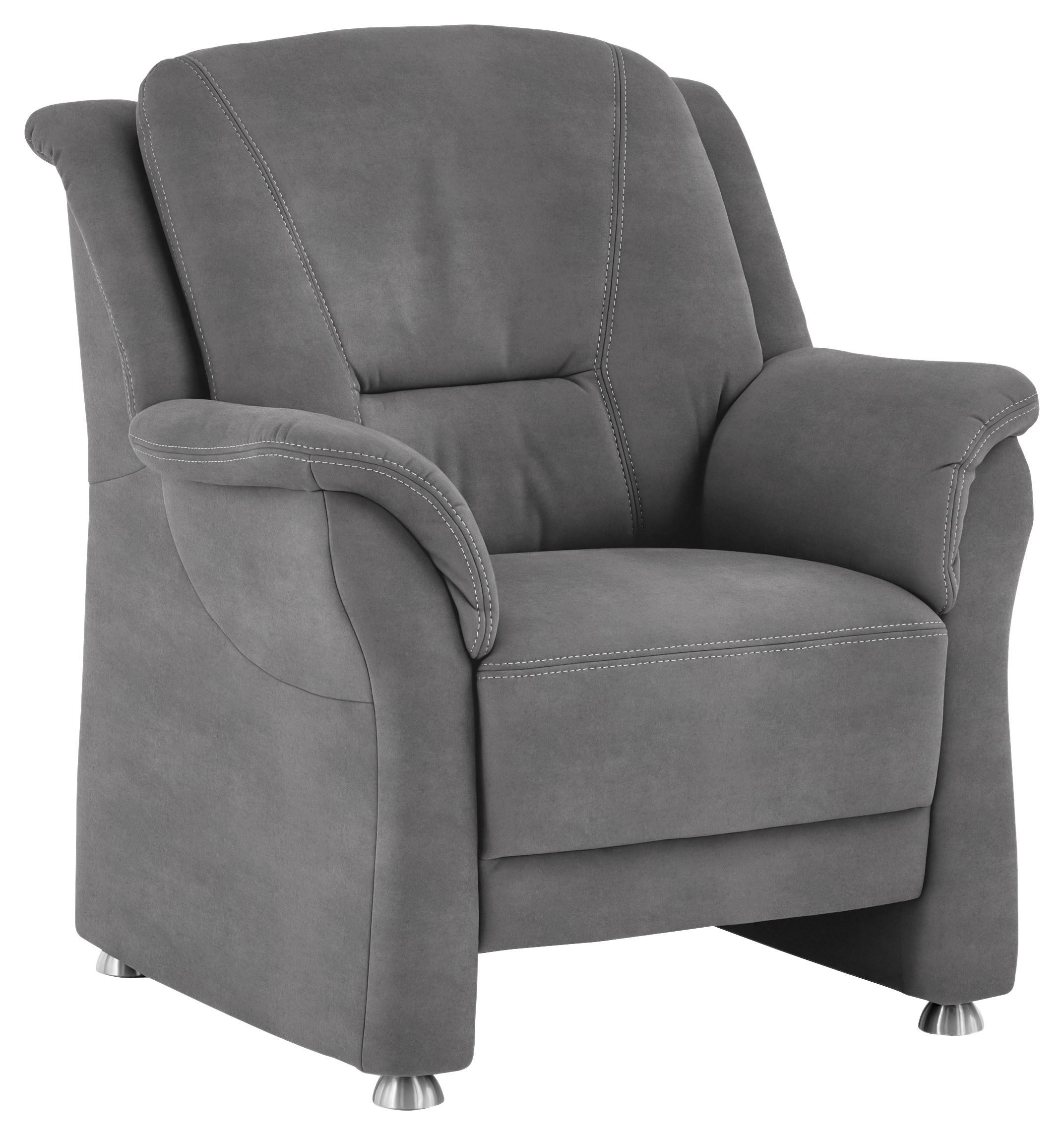 SESSEL in Mikrofaser Grau  - Beige/Alufarben, Konventionell, Textil/Metall (90/100/92cm) - Beldomo Comfort