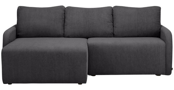 ECKSOFA  in Cord Anthrazit  - Anthrazit/Schwarz, KONVENTIONELL, Kunststoff/Textil (217/146cm) - Carryhome