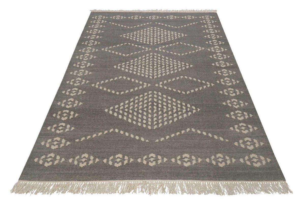 HANDWEBTEPPICH 200/290 cm Belmont Dunkelgrau, Beige rechteckig  - Dunkelgrau/Beige, Design, Textil (200/290cm)