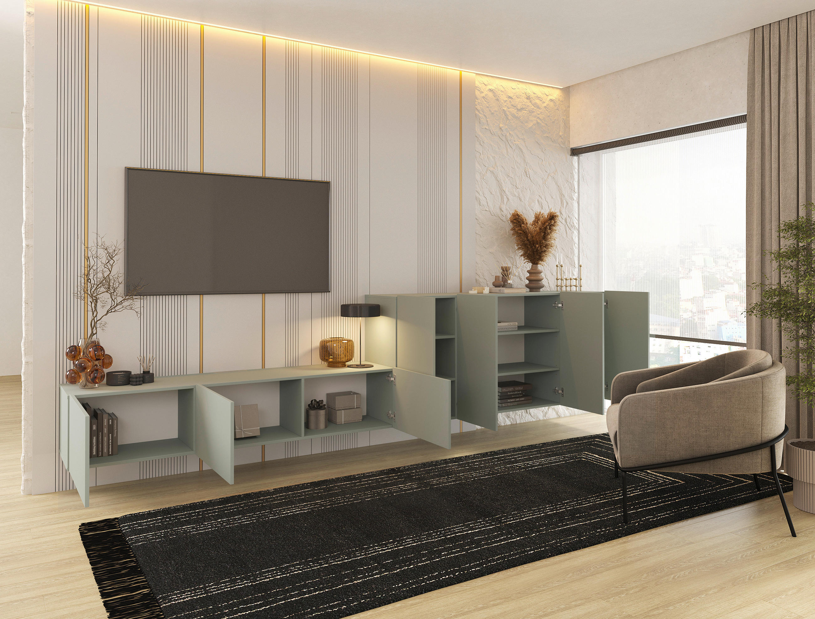 SIDEBOARD  in 180/80/42 cm  - Grün, Design, Holzwerkstoff (180/80/42cm) - Hom`in