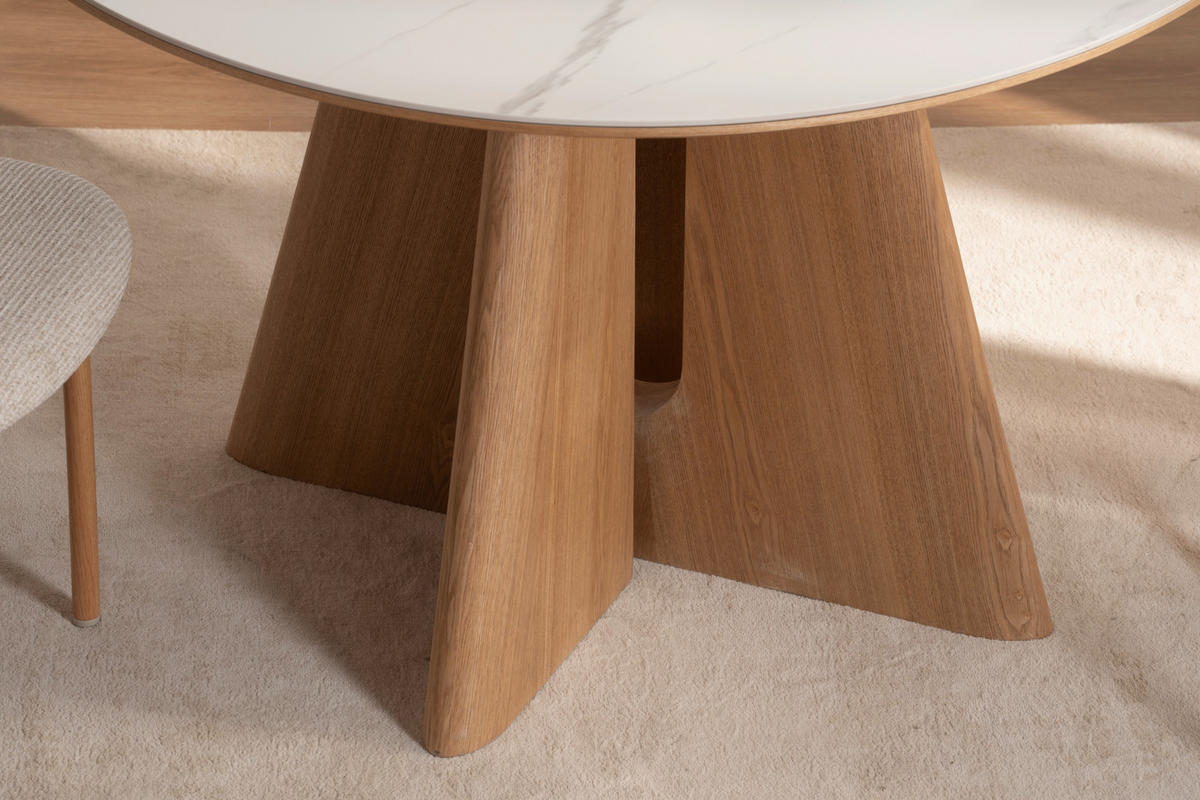 ESSTISCH 120/75/120 cm Echtholz, Nachbildung  Holz, Stein, Holzwerkstoff rund Weiß, Eichefarben  - Eichefarben/Weiß, Design, Holz/Holzwerkstoff (120/75/120cm) - VanDerken