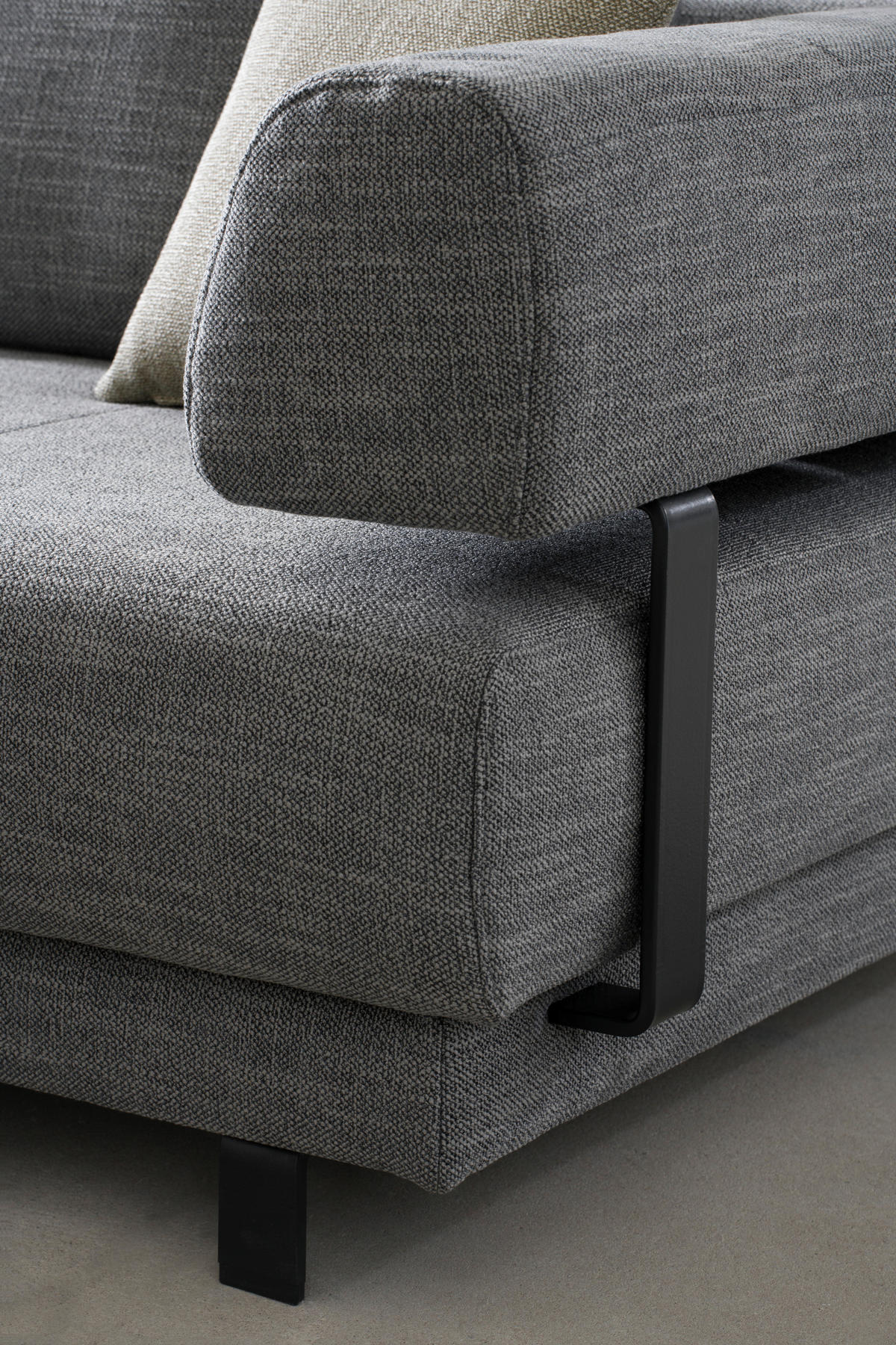 ECKSOFA in Flachgewebe Grau  - Schwarz/Grau, Design, Textil/Metall (202/279cm)