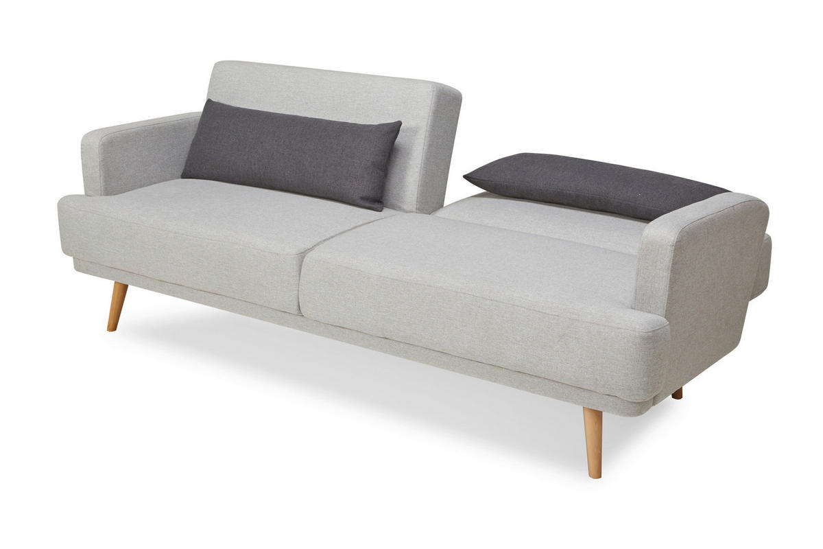 3-SITZER-SOFA Webstoff Hellgrau  - Dunkelgrau/Hellgrau, MODERN, Holz/Textil (214/83/86cm) - Livetastic