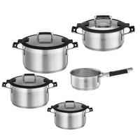 KOCHTOPFSET Silence Pro 5-teilig  - Edelstahlfarben, Basics, Metall (55/31/31,5cm) - Rösle