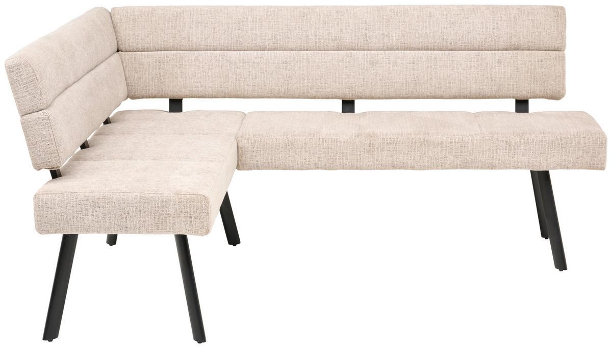 ECKBANK 150/190 cm Webstoff Beige   - Beige/Schwarz, KONVENTIONELL, Textil/Metall (150/190cm) - MID.YOU