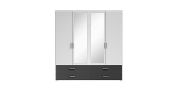 KLEIDERSCHRANK  in Graphitfarben, Weiß  - Alufarben/Graphitfarben, KONVENTIONELL, Glas/Holzwerkstoff (180/190/51cm) - Carryhome